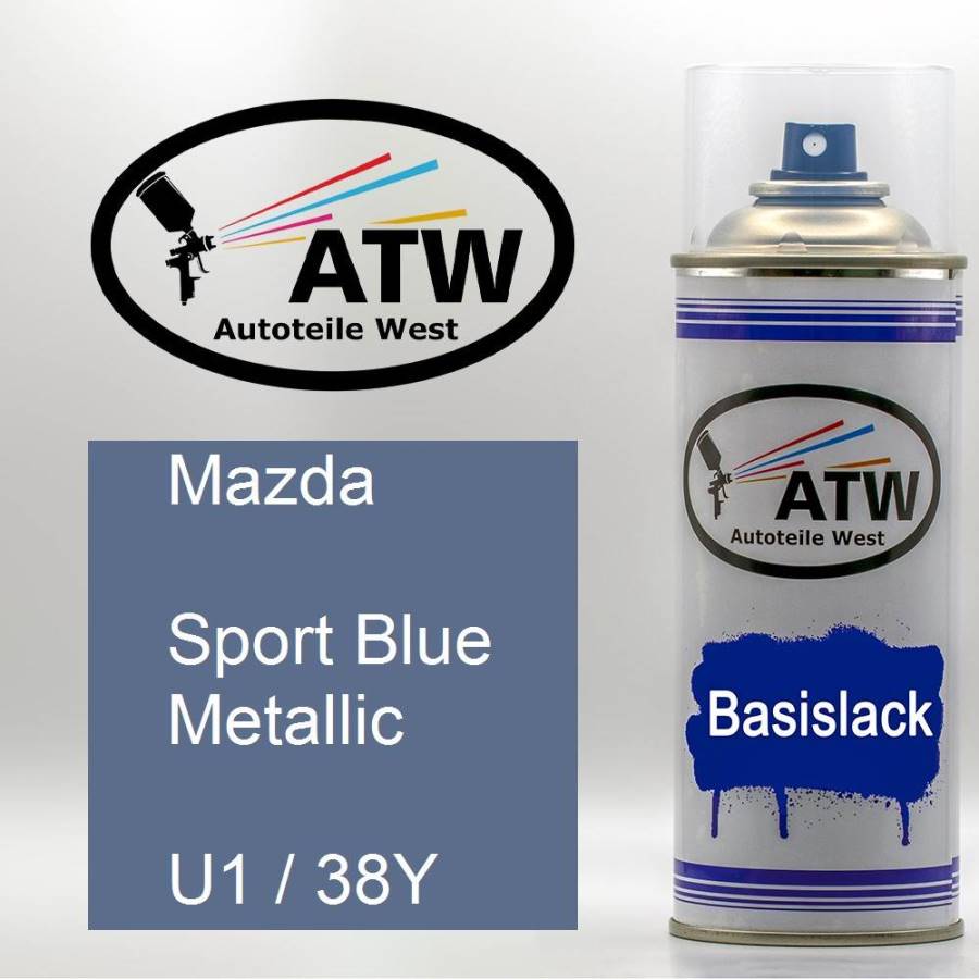 Mazda, Sport Blue Metallic, U1 / 38Y: 400ml Sprühdose, von ATW Autoteile West.